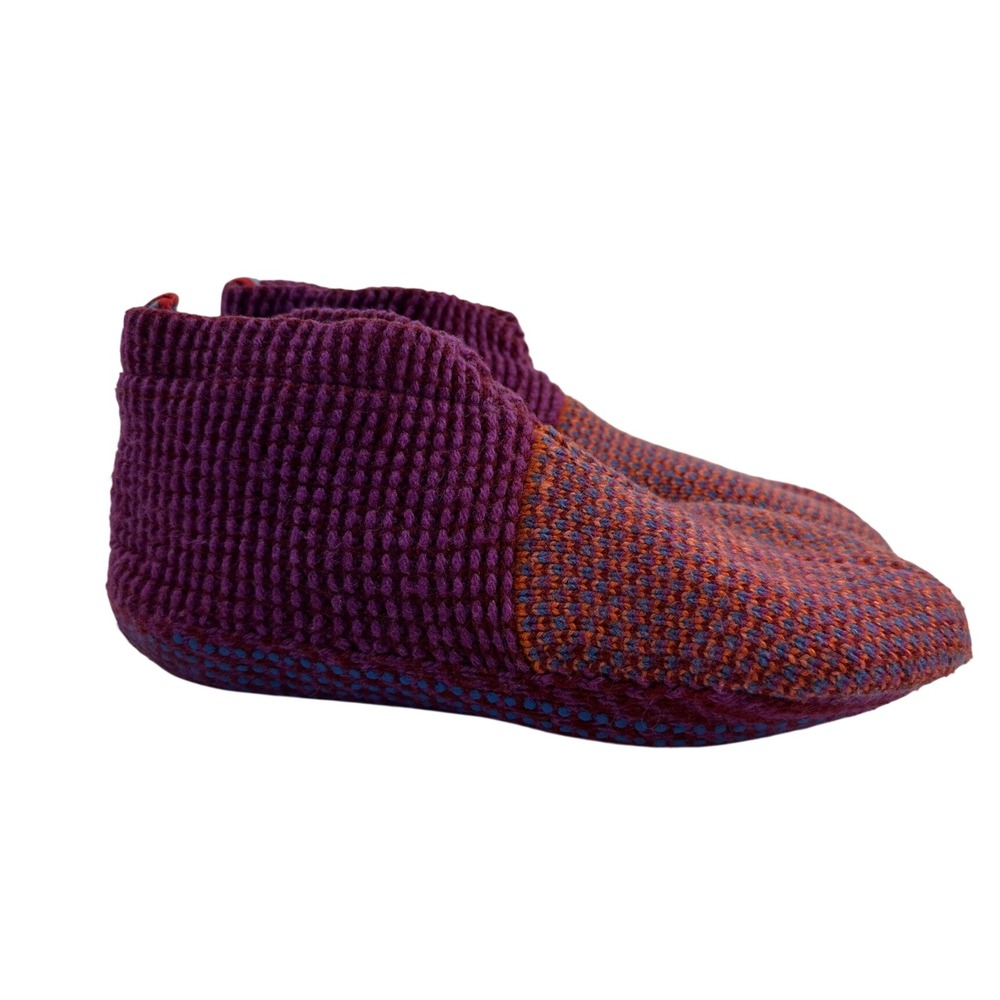 Bombas Gripper Slipper Purple Orange Knit Cozy Lounge Women Medium Size 9-11.5